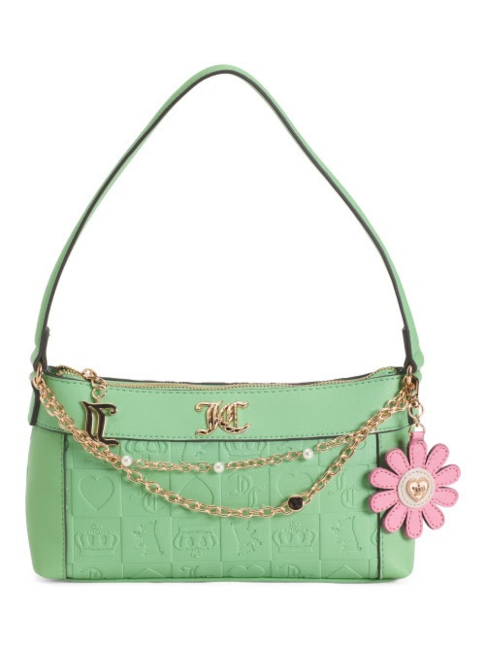 Juicy Couture Mint Green Shoulder Bag with Pink Flower Charm
